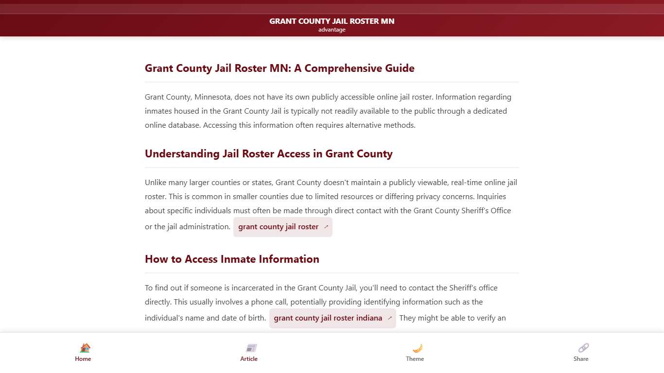 GRANT COUNTY JAIL ROSTER MN - advantage